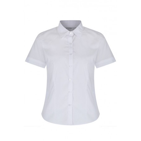 Plain White Fitted Short Sleeve Easy care Blouse 2pk (36"-44")